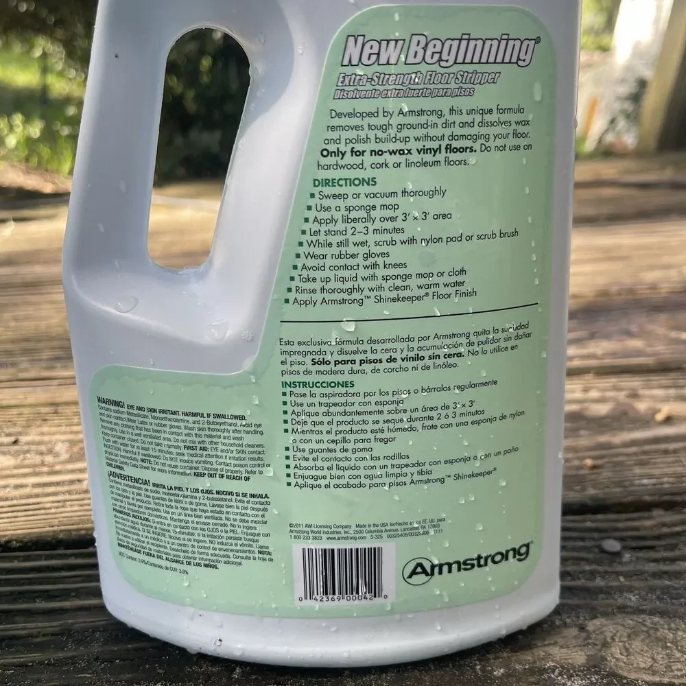 NOS Armstrong New Beginning Floor Stripper For No-Wax Vinyl 1/2 Gallon